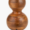 Nyari Brown Oiled Finish Mango Wood 3 Ball Design Table Lamp Base with Izara 40cm Ocean Blue Ikat Patterned Mushroom Pleat Tapered Lampshade
