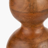 Nyari Brown Oiled Finish Mango Wood 3 Ball Design Table Lamp Base with Izara 40cm Red Ikat Patterned Mushroom Pleat Tapered Lampshade