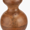 Nyari Brown Oiled Finish Mango Wood 3 Ball Design Table Lamp Base with Izara 40cm Racing Green Ikat Patterned Mushroom Pleat Tapered Lampshade