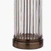 Ciara Clear Glass and Antique Bronze Metal Table Lamp Base with Stellan 35cm Black Slubbed  Silk Mix Gold Lined Cylinder Lampshade