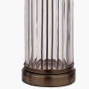 Ciara Clear Glass and Antique Bronze Metal Table Lamp Base with Stellan 35cm Duck Egg Slubbed Silk Mix Gold Lined Cylinder Lampshade