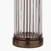 Ciara Clear Glass and Antique Bronze Metal Table Lamp Base with Stellan 35cm Gold Slubbed Silk Mix Gold Lined Cylinder Lampshade