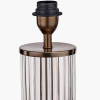 Ciara Clear Glass and Antique Bronze Metal Table Lamp Base with Stellan 35cm Green Slubbed Silk Mix Gold Lined Cylinder Lampshade