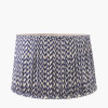 Piero Antique Bronze Metal Candlestick Table Lamp Base with Vienna 35cm Blue Chevron Mushroom Pleat Lampshade