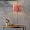 Piero Antique Bronze Metal Candlestick Table Lamp Base with Vienna 30cm Red Chevron Mushroom Pleat Lampshade
