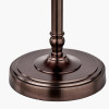 Piero Antique Bronze Metal Candlestick Table Lamp Base with Floressa 35cm Red Floral Patterned Mushroom Pleat Tapered Lamp Shade