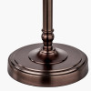 Piero Antique Bronze Metal Candlestick Table Lamp Base with Kamilah 35cm Blue Chevron Patterned Mushroom Pleat Tapered Lamp Shade