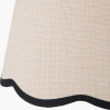 Piero Antique Bronze Metal Candlestick Table Lamp Base with Tabitha 35cm Cream Jute Scalloped Edge Tapered Lamp Shade with Contrast Binding