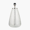 Elysia Bubble Glass and Silver Metal Table Lamp Base with Lino 40cm Grey Self Lined Linen Cylinder Lampshade