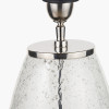 Elysia Bubble Glass and Silver Metal Table Lamp Base with Lino 40cm Grey Self Lined Linen Cylinder Lampshade