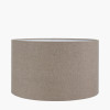 Gaiana Concrete Brown Stoneware Table Lamp Base with Edward 35cm Natural Linen Cylinder Lampshade