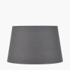 Eirene White Textured Stoneware Table Lamp Base with Lys 40cm Steel Grey Self Lined Linen Tapered Lampshade