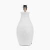 Eirene White Textured Stoneware Table Lamp Base with Lino 40cm Black Self Lined Linen Cylinder Lampshade