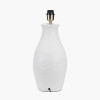 Eirene White Textured Stoneware Table Lamp Base with Lino 40cm Black Self Lined Linen Cylinder Lampshade
