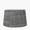 Ambrosia Natural Grooved Stoneware Table Lamp Base with Vienna 35cm Black Chevron Mushroom Pleat Lampshade