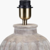 Ambrosia Natural Grooved Stoneware Table Lamp Base with Vienna 35cm Blue Chevron Mushroom Pleat Lampshade