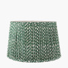 Ambrosia Natural Grooved Stoneware Table Lamp Base with Vienna 35cm Forest Green Chevron Mushroom Pleat Lampshade
