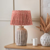 Ambrosia Natural Grooved Stoneware Table Lamp Base with Vienna 35cm Red Chevron Mushroom Pleat Lampshade