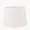 Ambrosia Natural Grooved Stoneware Table Lamp Base with Lys 35cm White Self Lined Linen Tapered Lampshade