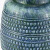 Theano Dot Design Blue Glaze Table Lamp Base with Edward 30cm Natural Linen Cylinder Lampshade