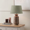 Theano Dot Design Brown Glaze Tall Table Lamp Base with Milos 35cm Pistachio Green Linen Tapered Lampshade