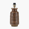 Theano Dot Design Brown Glaze Tall Table Lamp Base with Edward 35cm Natural Linen Cylinder Lampshade