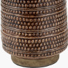 Theano Dot Design Brown Glaze Tall Table Lamp Base with Edward 35cm Natural Linen Cylinder Lampshade