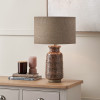 Theano Dot Design Brown Glaze Tall Table Lamp Base with Edward 35cm Natural Linen Cylinder Lampshade