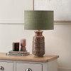 Theano Dot Design Brown Glaze Tall Table Lamp Base with Edward 35cm Pistachio Green Linen Cylinder Lampshade