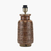 Theano Dot Design Brown Glaze Tall Table Lamp Base with Lys 35cm White Self Lined Linen Tapered Lampshade