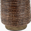 Theano Dot Design Brown Glaze Tall Table Lamp Base with Lys 35cm White Self Lined Linen Tapered Lampshade
