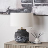 Etna Black and White Glass Table Lamp Base with Henry 40cm White Handloom Cylinder Lampshade