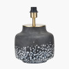 Etna Black and White Glass Table Lamp Base with Bloom 40cm White Handloom Scalloped Cylinder Lampshade