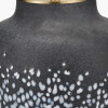 Etna Black and White Glass Table Lamp Base with Bloom 40cm White Handloom Scalloped Cylinder Lampshade