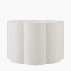 Etna Black and White Glass Table Lamp Base with Bloom 40cm White Handloom Scalloped Cylinder Lampshade