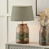 Valtellina Brown and Green Glass Table Lamp Base with Milos 35cm Pistachio Green Linen Tapered Lampshade