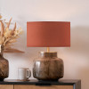 Cerdanya Brown and Beige Glass Table Lamp Base with Henry 35cm Tobacco Handloom Cylinder Lampshade