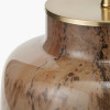 Cerdanya Brown and Beige Glass Table Lamp Base with Scallop 35cm Mustard Ombre Soft Pleated Tapered Lampshade