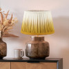 Cerdanya Brown and Beige Glass Table Lamp Base with Scallop 35cm Mustard Ombre Soft Pleated Tapered Lampshade