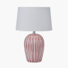 Cannes Mulberry and White Stripe Ceramic Table Lamp