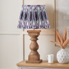 Kavya Antique Brown Turned Wood Table Lamp Base with Izara 45cm Lilac Ikat Patterned Mushroom Pleat Tapered Lampshade