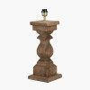 Kavya Antique Brown Turned Wood Table Lamp Base with Martigues 45cm White Boucle Tapered Lampshade
