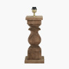 Kavya Antique Brown Turned Wood Table Lamp Base with Martigues 45cm White Boucle Tapered Lampshade