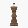 Kavya Antique Brown Turned Wood Table Lamp Base with Martigues 45cm White Boucle Tapered Lampshade