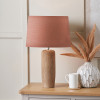 Inaya Natural Tapered Large Wood Table Lamp Base with Milos 40cm Apricot Linen Tapered Lampshade