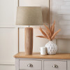 Inaya Natural Tapered Large Wood Table Lamp Base with Milos 40cm Natural Linen Tapered Lampshade
