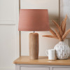 Inaya Natural Tapered Wood Table Lamp Base with Milos 35cm Apricot Linen Tapered Lampshade