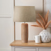 Inaya Natural Tapered Wood Table Lamp Base with Milos 35cm Natural Linen Tapered Lampshade