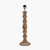 Ayra Natural Modernist Large Turned Wood Table Lamp Base with Winston 40cm White Handloom Tapered Lampshade