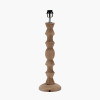 Ayra Natural Modernist Large Turned Wood Table Lamp Base with Winston 40cm White Handloom Tapered Lampshade